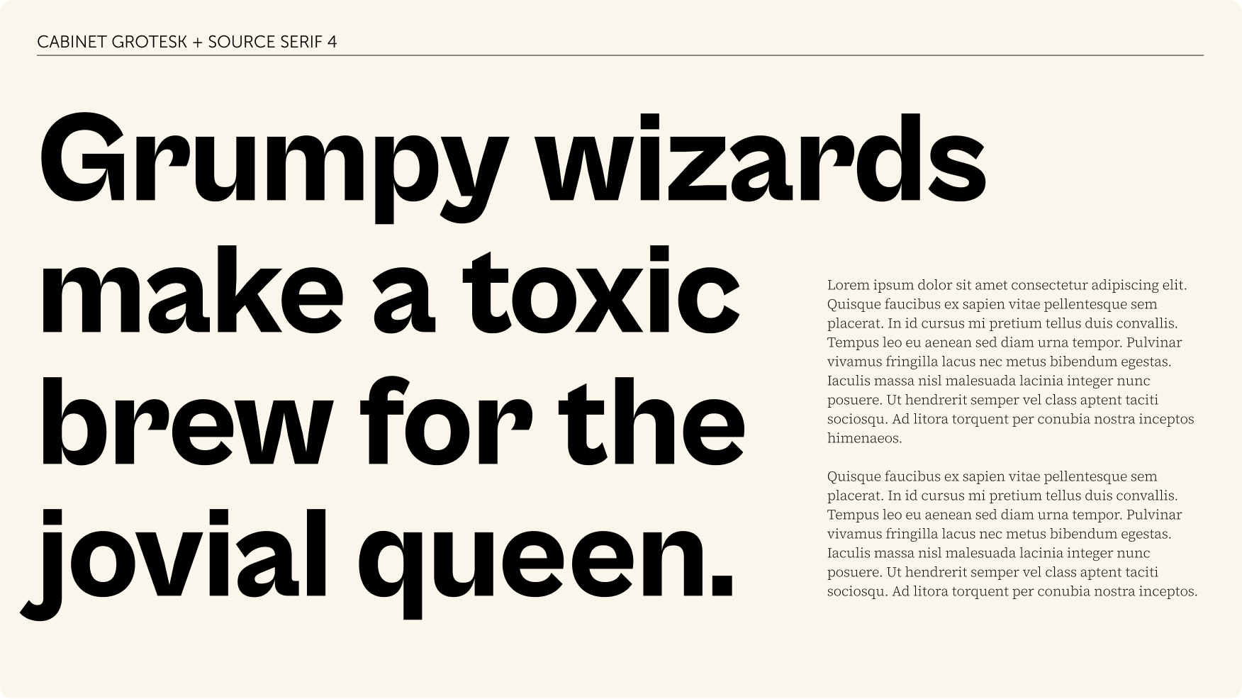 Cabinet Grotesk and Source Serif 4 paired in use