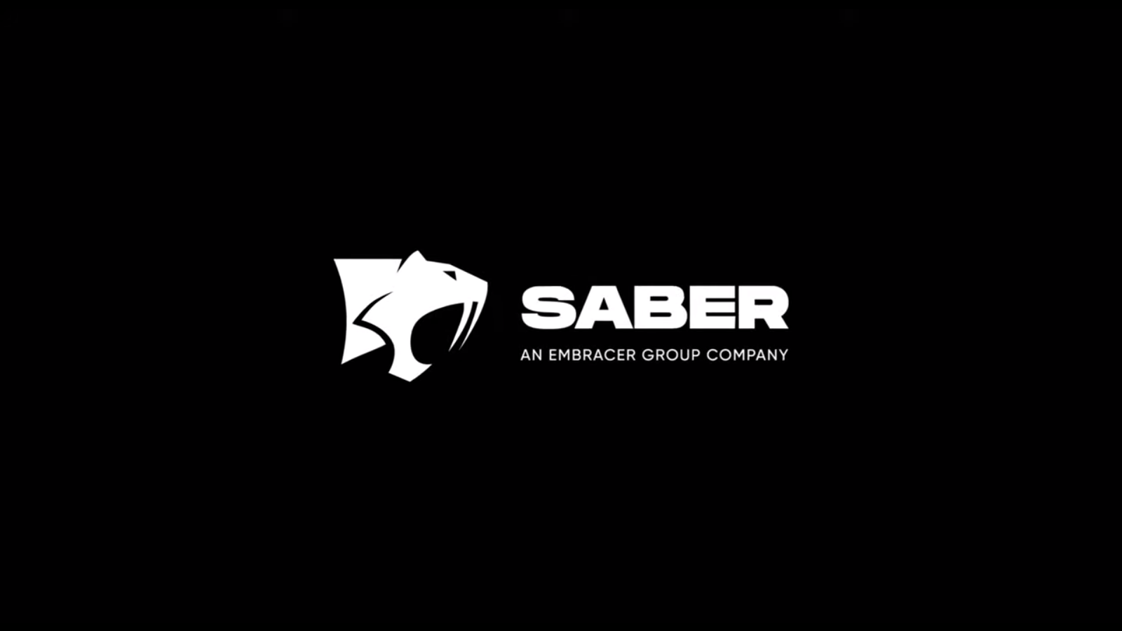 Saber Interactive's current post-Embracer logo — white saber cat