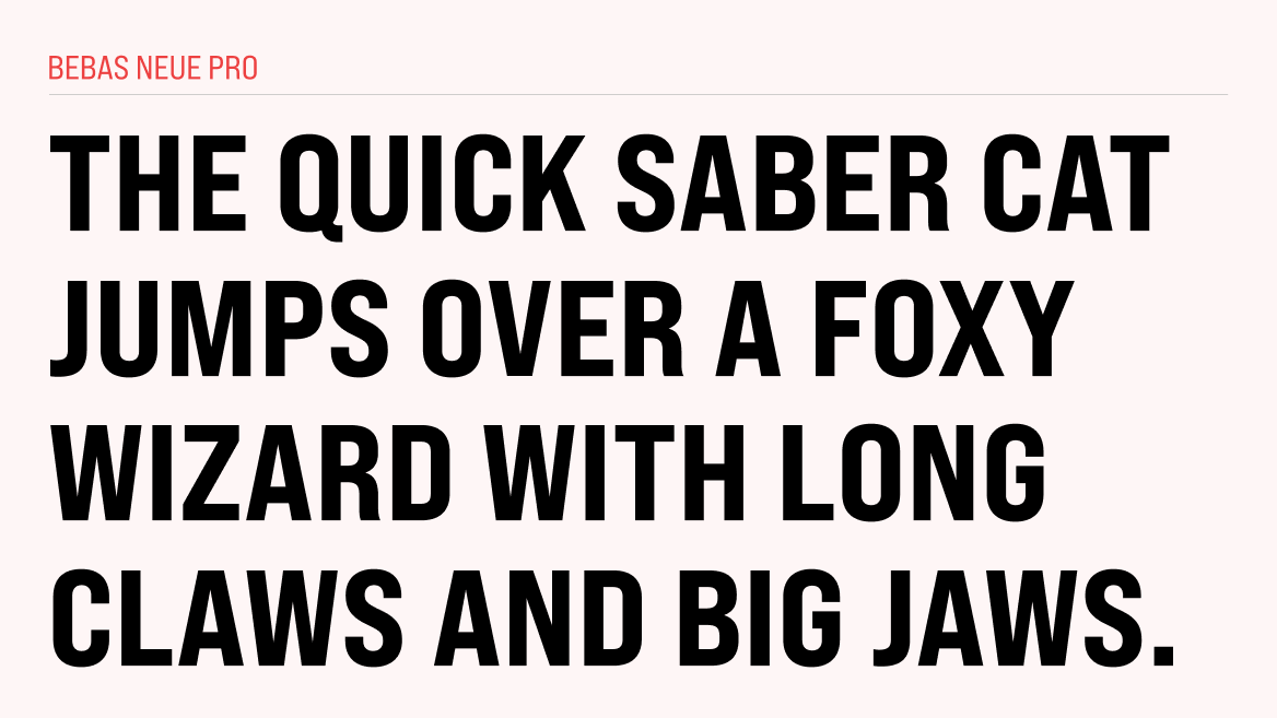 Bebas Neue Pro type specimen