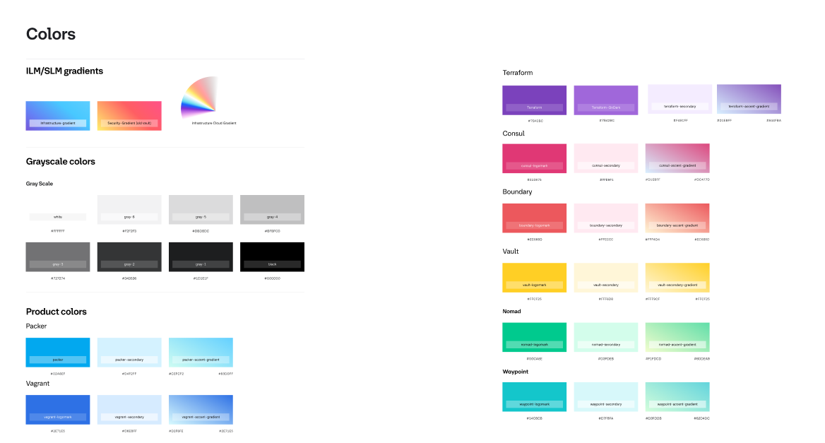 HashiCorp's old, product-tied color system